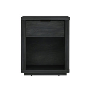 English Elm Evelyn 20" Charcoal Gray Nightstand With 1 Drawer & Open Shelf - Modern Design For Bedroom Storage B365P398530