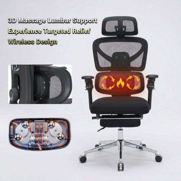 English Elm Ergonomic Mesh Home Office Chair with Massage Lumbar 6d Arms and 4d Headrest W2069P454356