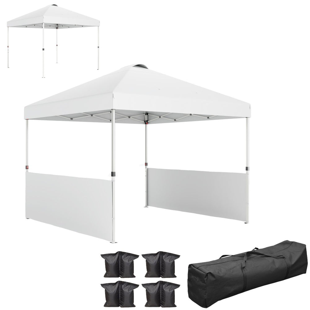 English Elm 10x 10 Ft Pop up Canopy with Upf 50 Oxford Fabric Half Sidewalls and Wheeled Bag T3971P380555