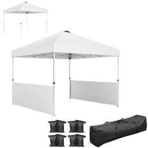 English Elm 10x 10 Ft Pop up Canopy with Upf 50 Oxford Fabric Half Sidewalls and Wheeled Bag T3971P380555