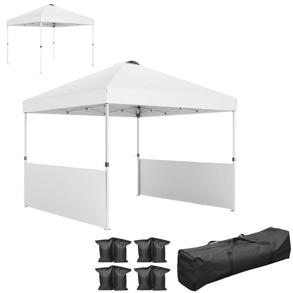 English Elm 10x 10 Ft Pop up Canopy with Upf 50 Oxford Fabric Half Sidewalls and Wheeled Bag T3971P380555