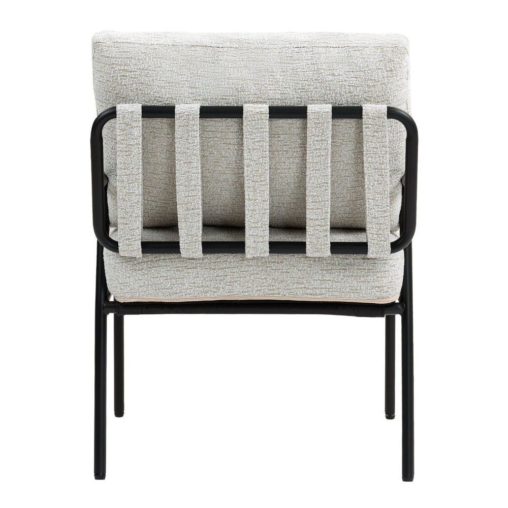 English Elm Modern Accent Chair with Natural Wood Arms, Black Metal Frame, Plush High-Rebound Cushion Comfort Beige W2215P248476