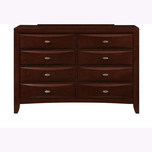 English Elm LUCILLE Spacious Chest of Drawers with Chambered Fronts and Solid Wood Construction, Sleek Tone Finish Walnut Brown 60.47 L x 18.94 W x 43.19 H B201P294818