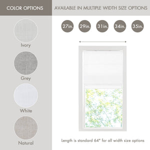 JLA Home Madison Park - Linen Kyler Roman Shade — Light‑Filtering Linen-Blend, Cordless Child-Safe Design, OEKO-TEX Certified 27 L x 64 W x 0.13H MP40-8912