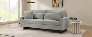 English Elm Modern Corduroy Upholstered Loveseat Sofa with Pocket Springs and Four Accent Pillows Grey N763S000040E