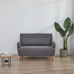 English Elm TRIO Extra Loveseat sleeper sofa bed converts in 10s with 3-position backrest, breathable linen, silent hinges for small spaces Grey W3391P325417