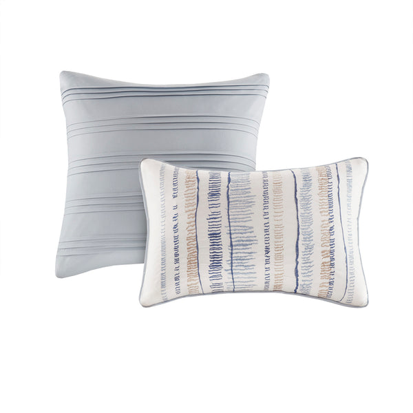 English Elm 8 Marina Seersucker Comforter & Quilt Set Full/Queen - Watercolor Stripe, Hypoallergenic, Layerable Blue 23.62 L x 18.9 W x 17.13 H B03597096