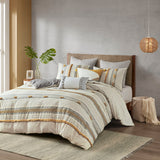 INK+IVY Cody BOHO 3 Piece Cotton Duvet Cover Set II12-1118 Gray/Yellow