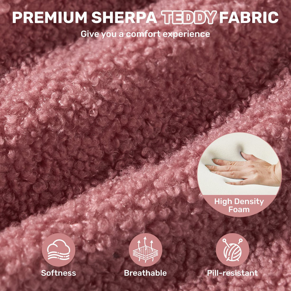 English Elm Swivel Teddy Barrel Accent Chair with Ergonomic Wrap-Around Back, Plush Sherpa Fabric Comfort Dark Pink T3950P407285