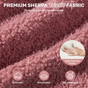 English Elm Swivel Teddy Barrel Accent Chair with Ergonomic Wrap-Around Back, Plush Sherpa Fabric Comfort Dark Pink T3950P407285