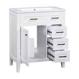 English Elm 30" Bathroom Vanity With Sink Combo, White Bathroom Cabinet With Drawers, Solid Frame and Mdf Board (Old Sku:N725S999222K)