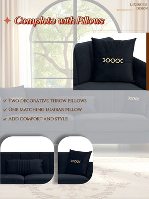 English Elm FX-P11-BK Modern 87.4" 3-Seater Sofa – Plush Upholstery, High-Res Foam, Pocket Springs, Metal Legs W576P360580