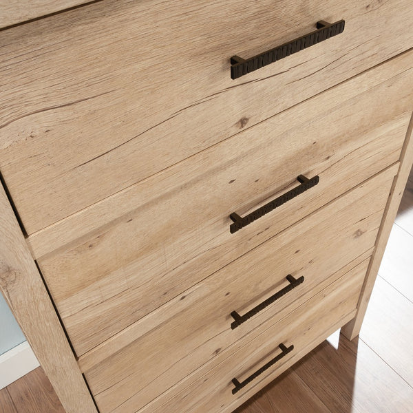 English Elm 4-Drawer Chest - Stylish Brown Organizer With Smooth-Gliding Drawers For Any Room Decor Needs B356P402723