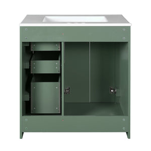 English Elm 30'' Bathroom Vanity - Retro Style With Ceramic Sink, Soft-Closing Doors & Ample Storage Space N710P191947F