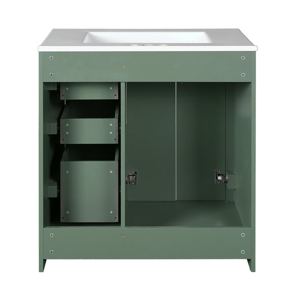 English Elm 30'' Bathroom Vanity - Retro Style With Ceramic Sink, Soft-Closing Doors & Ample Storage Space N710P191947F