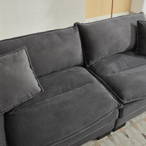 English Elm Corduroy Stylish Sleeper Sofa Loveseat with Dual-Layer Cushions & Two Support Pillows, Sturdy Frame Grey W676P184143