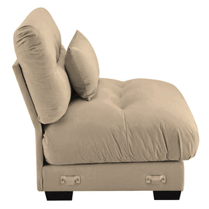 English Elm Milano Velvet Armless Sofa with Cloud Seat Cushion and Bolster Pillows for Luxe Living Room Comfort Tan W714P228695