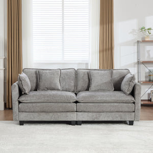 English Elm Cloud Loveseat Modern Sectional with Chenille Upholstery for a Cozy Living Space Gray W1143S00058