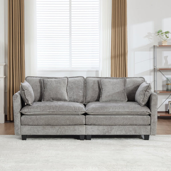 English Elm Cloud Loveseat Modern Sectional with Chenille Upholstery for a Cozy Living Space Gray W1143S00058