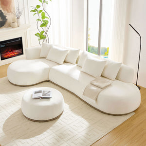 English Elm 134.63'' Modern Oversized L-Shape Sectional Sofa With Ottoman – Luxurious Comfort For Any Space W876S00309