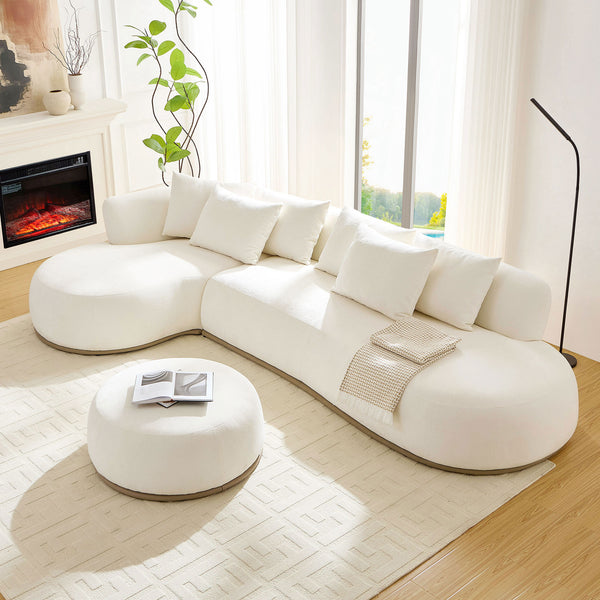 English Elm 134.63'' Modern Oversized L-Shape Sectional Sofa With Ottoman – Luxurious Comfort For Any Space W876S00309