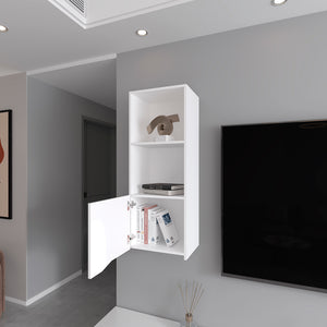 English Elm Wall Cabinet Hopewell White — Wall-Mounted Engineered Wood Storage with Open Shelves & Concealed Door B092P238700