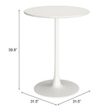 Soleil Bar Table White 704035 Zuo Modern