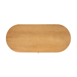 English Elm Jennifer Taylor Home - Jesse 55.5" Oval Fluted Console Desk in Honey Brown Rubberwood — Curved Top, Single Drawer, Sturdy Design B2719P277875