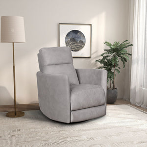 English Elm Ashcroft Furniture - Lawson Suede Swivel Glider Recliner Chair in Latte Gray — Plush, Pet‑Friendly, Infinite Recline, Pillow B183P281225