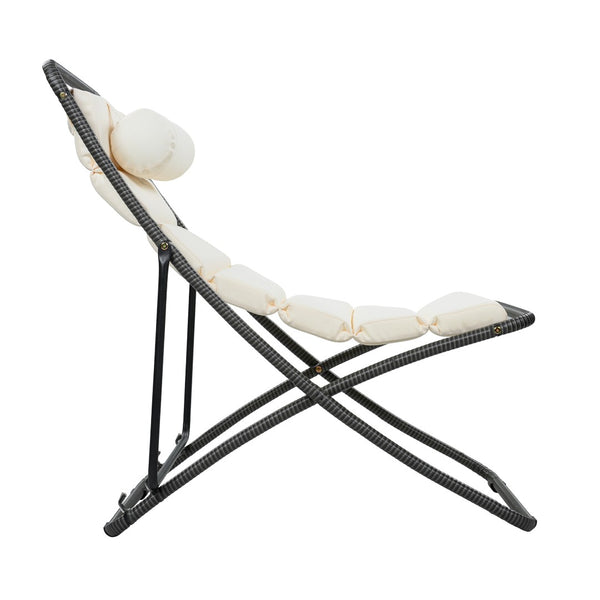 English Elm Trexm Rattan Wrapped Folding Outdoor Lounge Chair Set with Cushion and Adjustable Recline Black N715P428435D