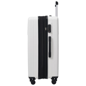 English Elm Luggage 5 Piece Hardside Abs Set with Front Access Carry on and Tsa Spinner Wheels White N732P391579K