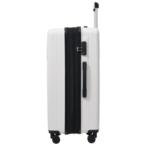 English Elm Luggage 5 Piece Hardside Abs Set with Front Access Carry on and Tsa Spinner Wheels White N732P391579K