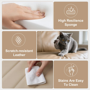 English Elm Khaki Pu Leather Armless Dining Chairs Set Of 4 With Metal Legs – Modern Wave Pattern & Comfort T3967P383850