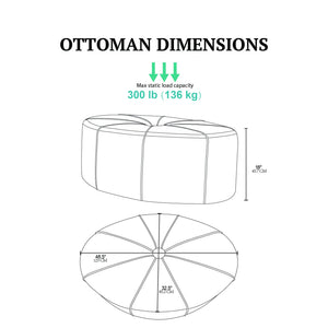JLA Home Madison Park - Oval Oversized Ottoman in Charcoal Flannel — Tufted Button, Thick Welting, No Assembly, Versatile Seating Surface MP101-0199