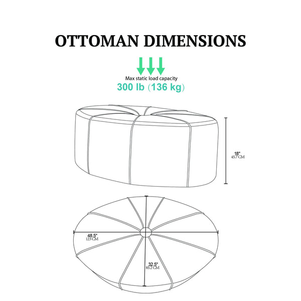 JLA Home Madison Park - Oval Oversized Ottoman in Charcoal Flannel — Tufted Button, Thick Welting, No Assembly, Versatile Seating Surface MP101-0199