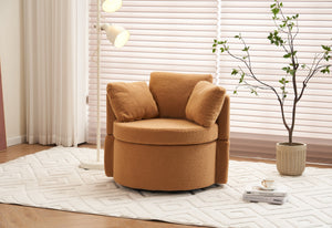 English Elm 029-Teddy Plush Teddy Fabric Swivel Storage Chair with Back Cushion, 360° Rotating Cozy Lounge Seat khaki W527P166252