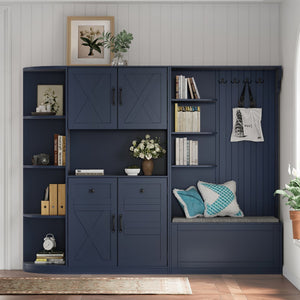 English Elm Multifunctional Hall Cabinet – Stylish 2-In-1 Storage Solution With Hooks For Entryway & Living Room W1580S00187