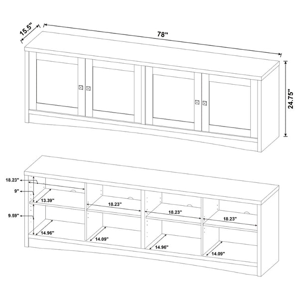 English Elm Lunetta Wide Media Console Four Door Cabinet Engineered Wood for Living Rooms White B062P447780