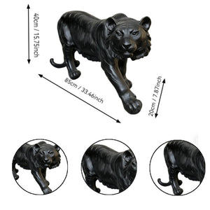 English Elm 15.75" Matte Resin Tiger Sculpture Weatherproof Stalking Pose Garden Entryway Accent Black W5709P462780
