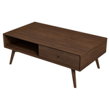 Ashcroft Furniture Caroline Mid-Century Walnut Coffee Table for Modern Living Spaces - Teak Solid Wood Stool/End Table/Nightstand - 23.50 x 47.50 x 17.50