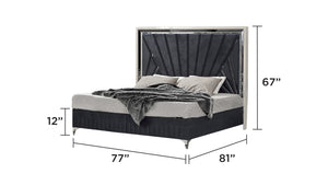 English Elm Lavita Modern 4-Piece King Bedroom Set: Upholstered Elegance, Led Lighting & Hydraulic Storage Lift B009S01403