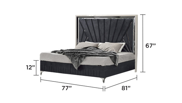 English Elm Lavita Modern 4-Piece King Bedroom Set: Upholstered Elegance, Led Lighting & Hydraulic Storage Lift B009S01403