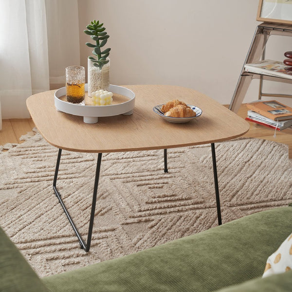 English Elm American Minimalist Round Coffee Table - Modern Acacia Oak Design For Small Spaces & Stylish Living W3318P307874