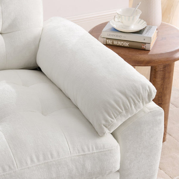 English Elm Leisure Chenille Two Seat Reclining Sofa with Usb Port Storage Ottoman Padded Armrests Beige W487S00520