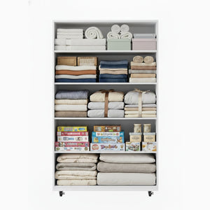 English Elm White Five Drawer Rolling Dresser Melamine Finish Modern Storage for Bedroom or Office B372P420466