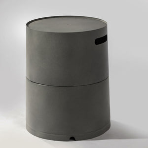 English Elm Steel Grey Outdoor Propane Tank Cover Hideaway Side Table Steel Split Design Concrete Look Patio Storage and Holder W853P202182