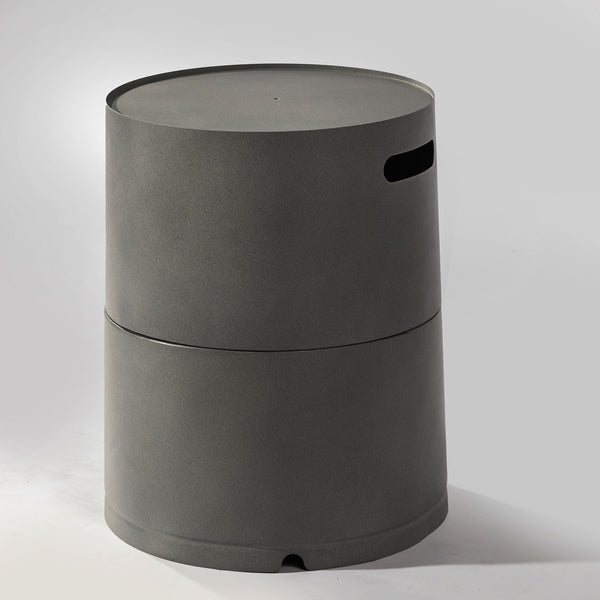 English Elm Steel Grey Outdoor Propane Tank Cover Hideaway Side Table Steel Split Design Concrete Look Patio Storage and Holder W853P202182