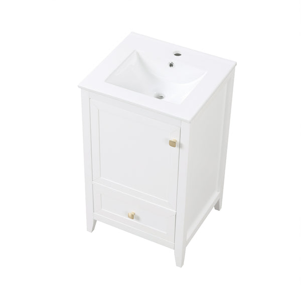 English Elm 20" Modern Bathroom Vanity With Soft-Close Door, Ceramic Sink & Storage Drawer For Small Spaces N725P185452K