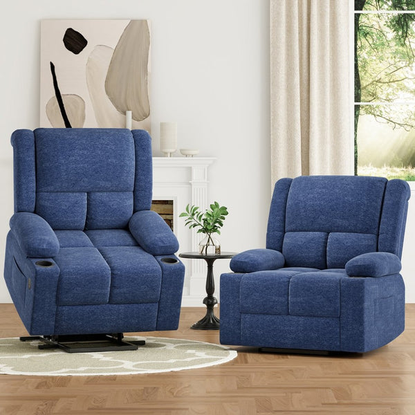 English Elm Power Lift Recliner Chair With Massage, Heat, Usb Ports & Cup Holders - Comfort For Seniors! T3623P380509-GIGA