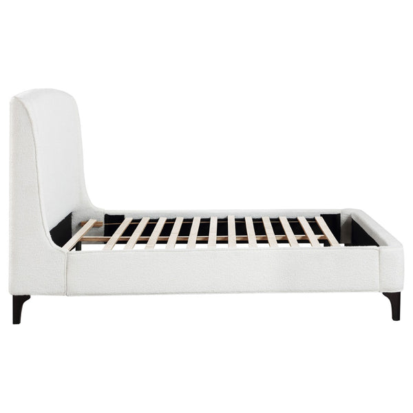 English Elm Theodore Boucle Wingback Queen Bed Sculptural Upholstered Frame for Modern Bedrooms B062S01637
